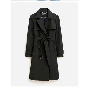 J.Crew Womens $348 New Icon Trench Coat Black Size 8 BF456